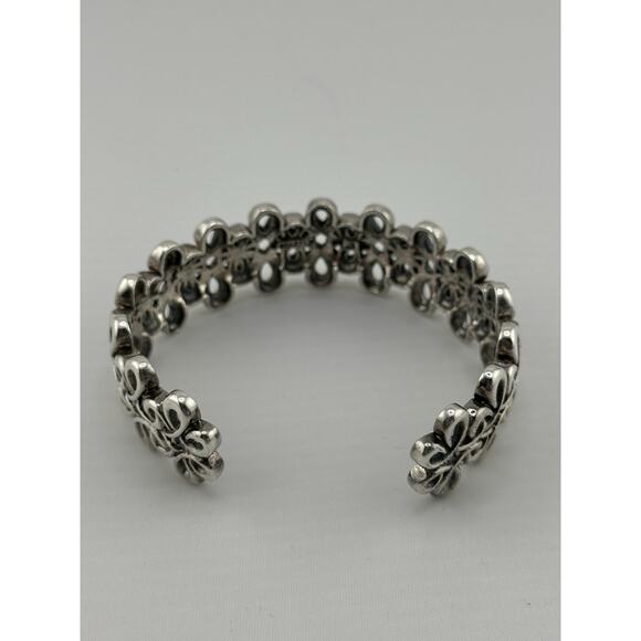 Vintage BARSE Silver Cuff Bracelet Floral Weave Design 44 grams 925 - Picture 4 of 10